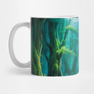 Little Pink Bush Growing Out of a Green Forest Scene Mug